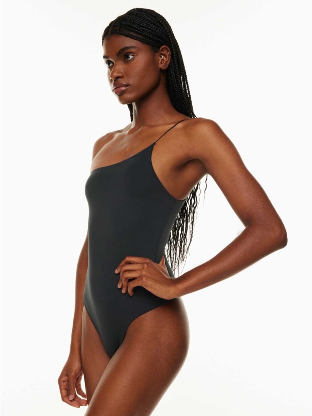 Babaton Contour One Shoulder Bodysuit Size XS Black Sculpting Minimal